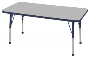 24" X 48" Rectangle T-mold Activity Table With Adjustable Standard Ball Glide Legs - Gray/navy